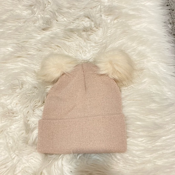 Cream Double Pom beanie - Picture 1 of 1
